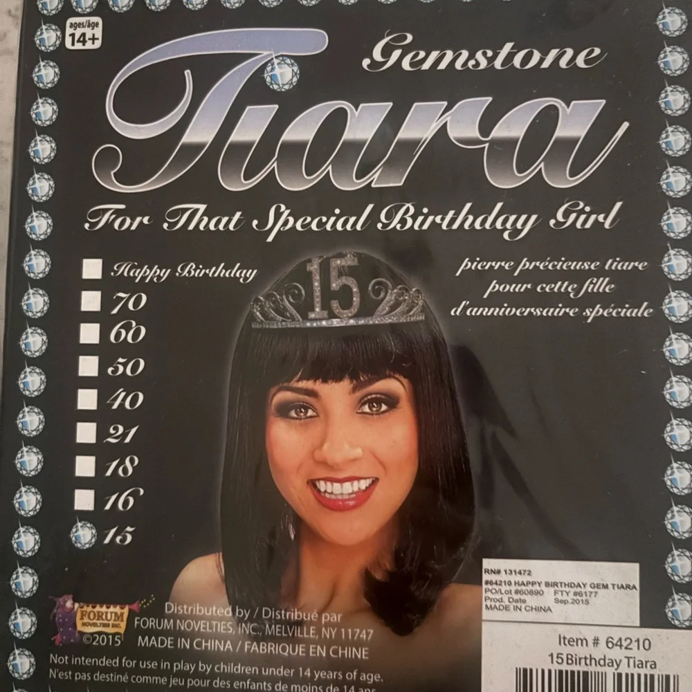 Silver 15th Birthday Tiara for Home Party